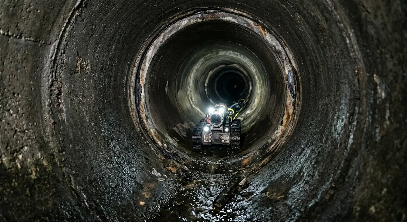 Robotic sewer camera inspecting pipe interior for Drain Snake Service in Tipp City